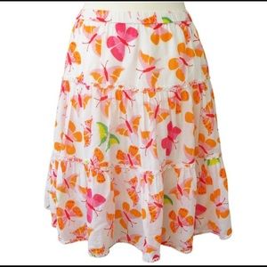 Lilly Pulitzer Tiered Shopper Skirt Derby Print Triple Crown Tossed Butterflies